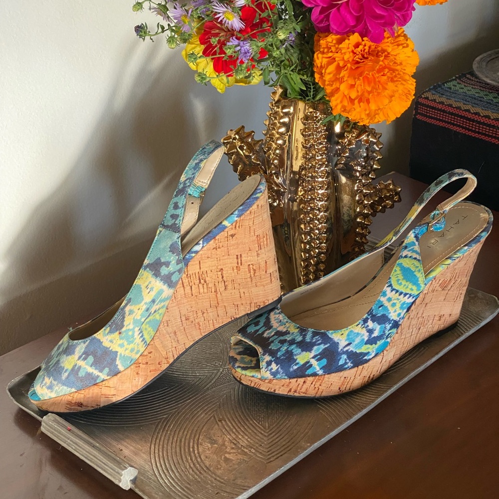 Tahari Taylor Peep Toe Wedges